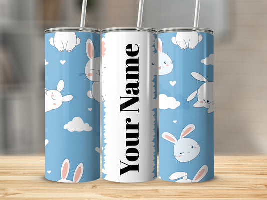 Personalized Cute Bunny and Cloud Theme Tumbler