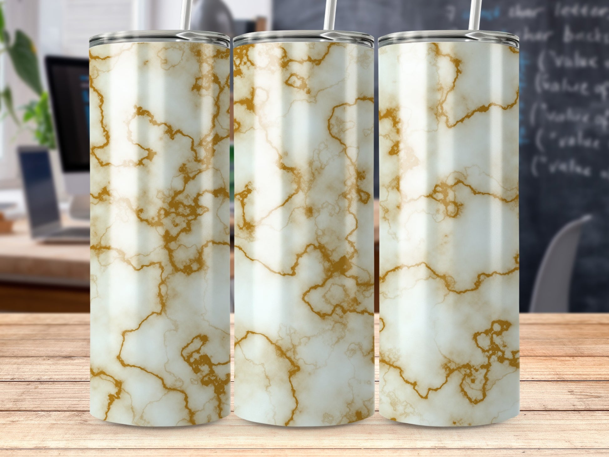 Elegant White Gold Marble Vein Design Tumbler product type