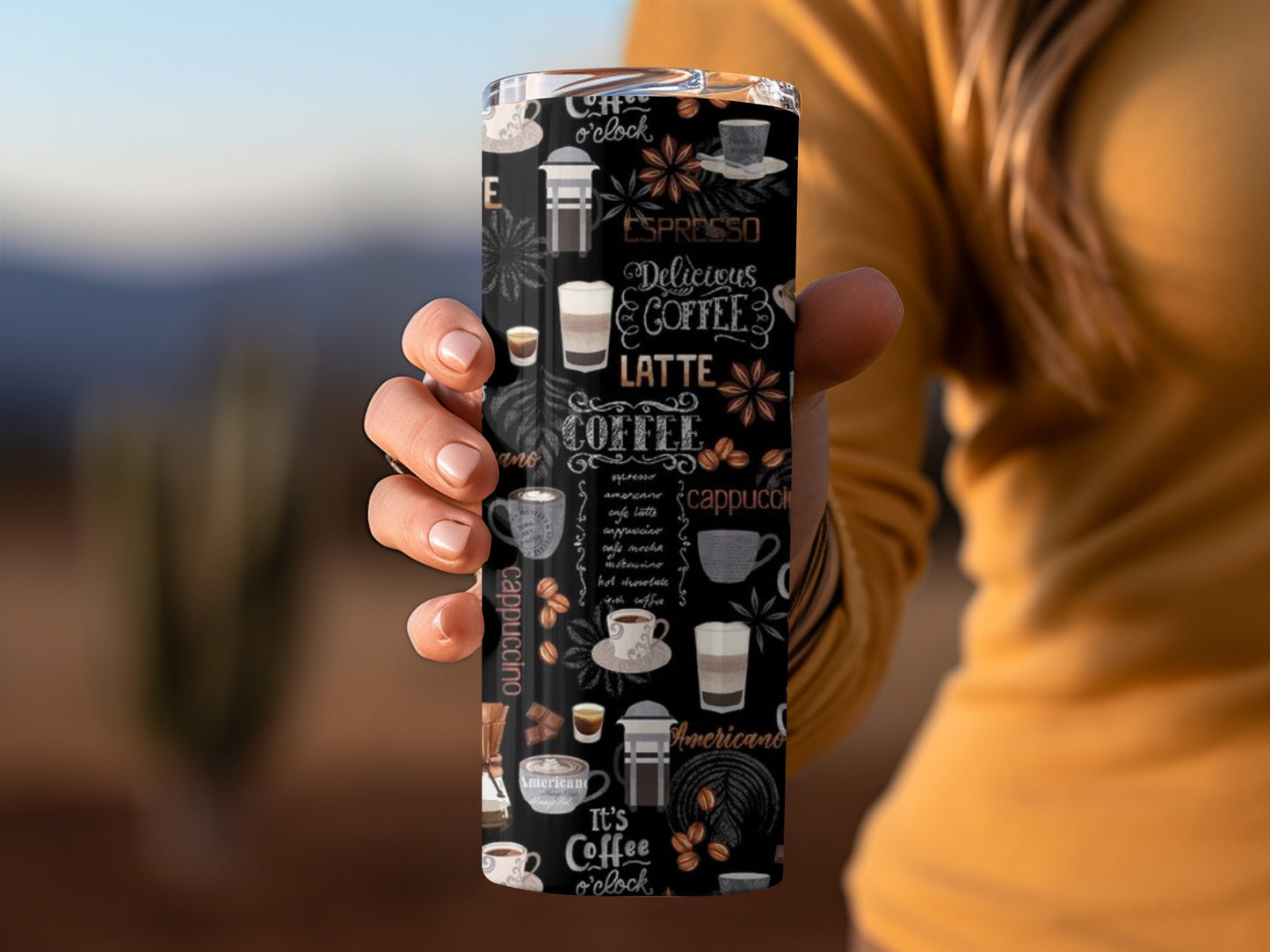 Coffee Lovers Illustrated Travel Tumbler Flask