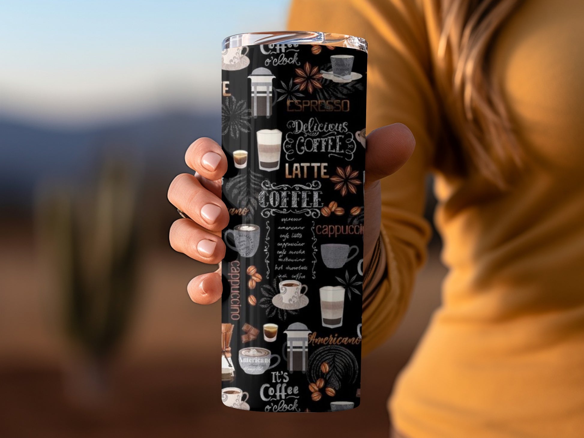 Coffee Lovers Illustrated Travel Tumbler Flask
