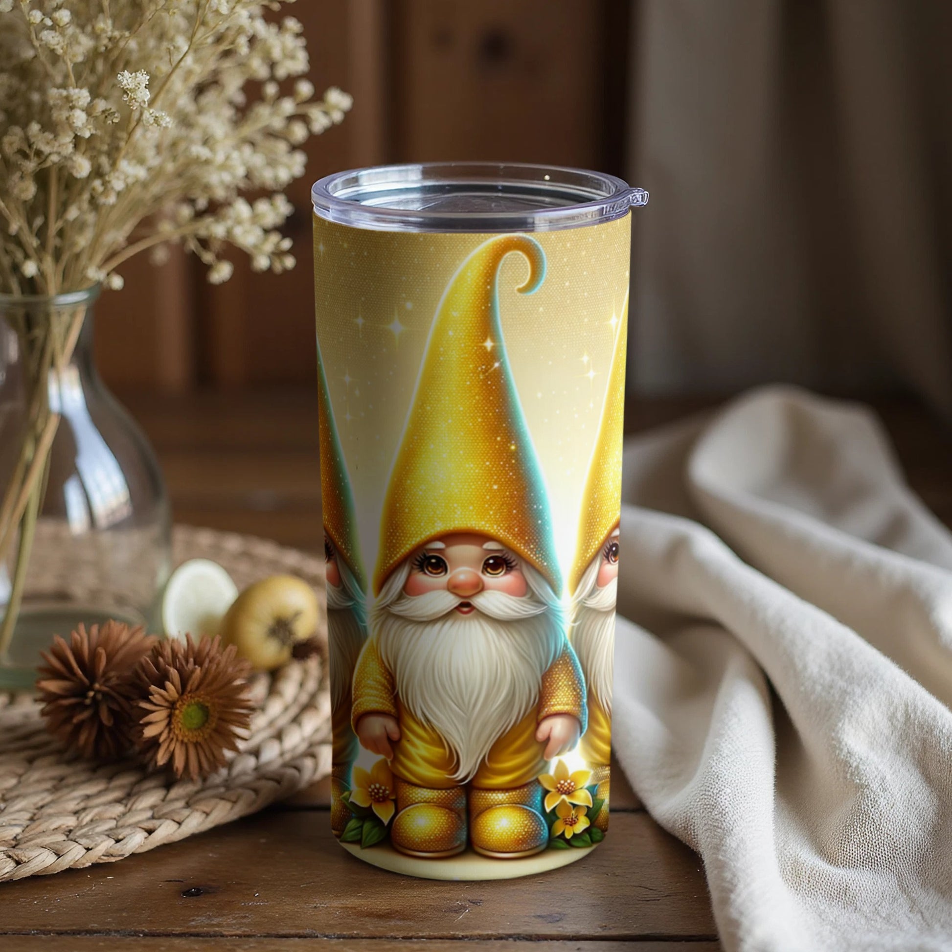 Cute Gnome Patterned Tumbler for Beverages