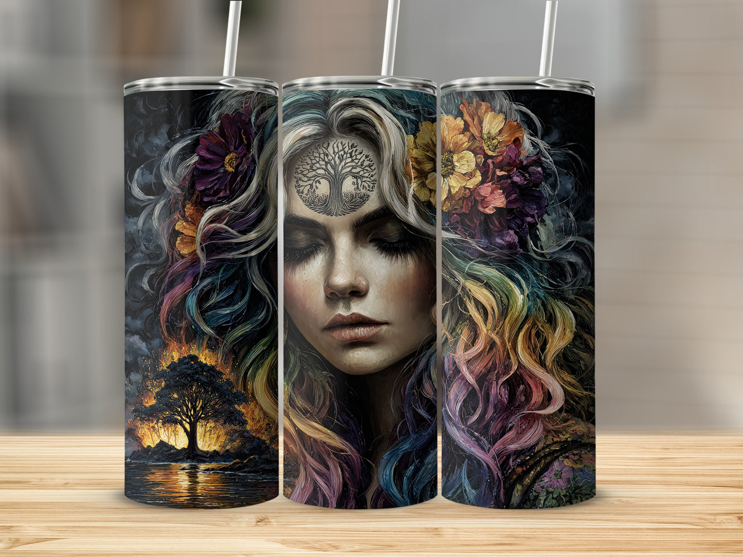 Abstract Art Tree of Life with Colorful Nature Design