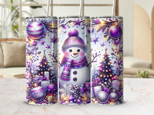 Festive Snowman and Christmas Decorations Tumbler