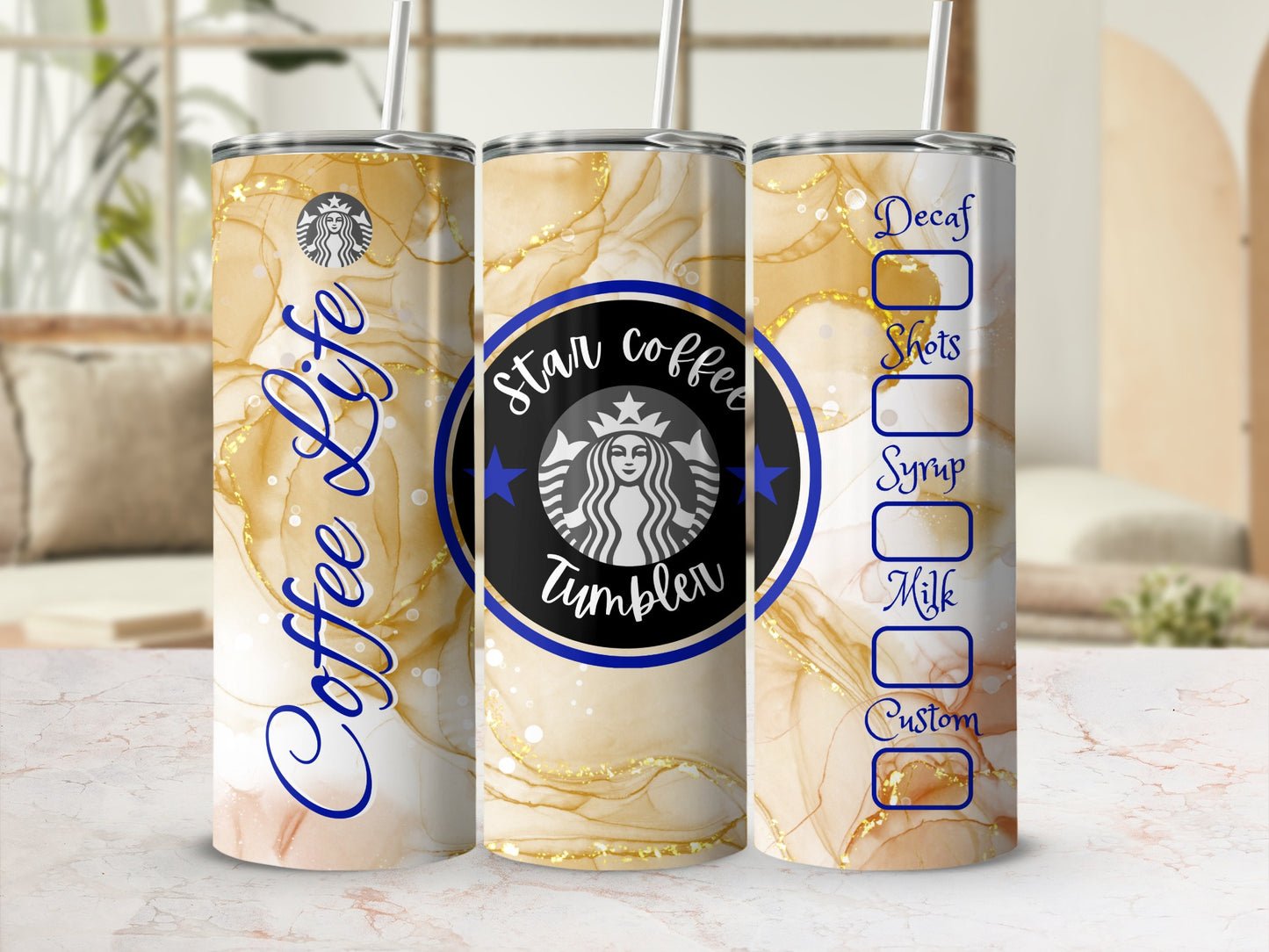 Coffee Life Beverage Holder Star Coffee Tumbler With List