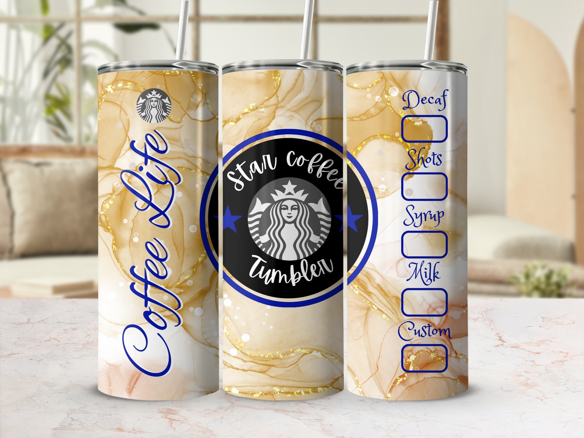 Coffee Life Beverage Holder Star Coffee Tumbler With List