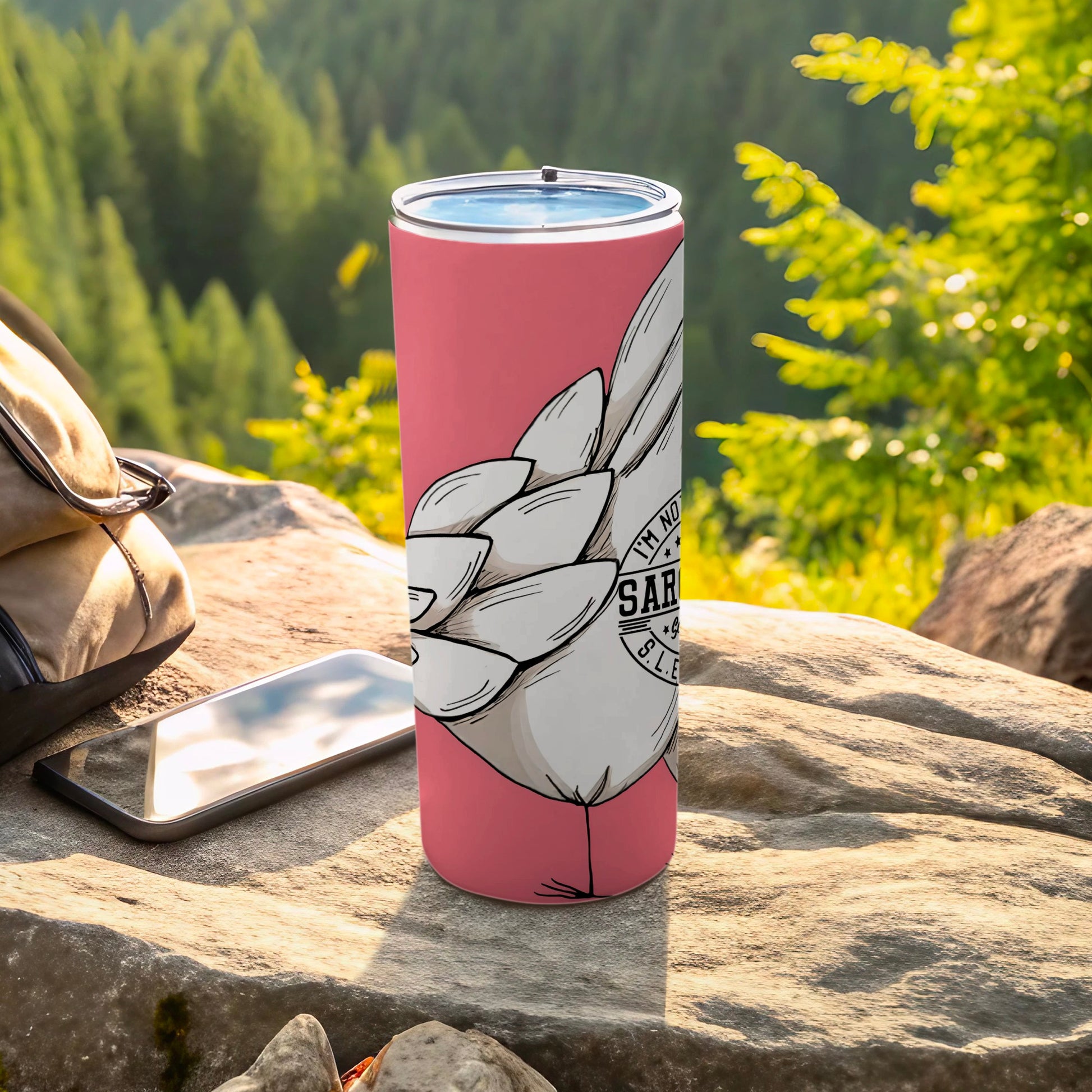 Pink Floral Design Travel Tumbler for Outdoor Adventures