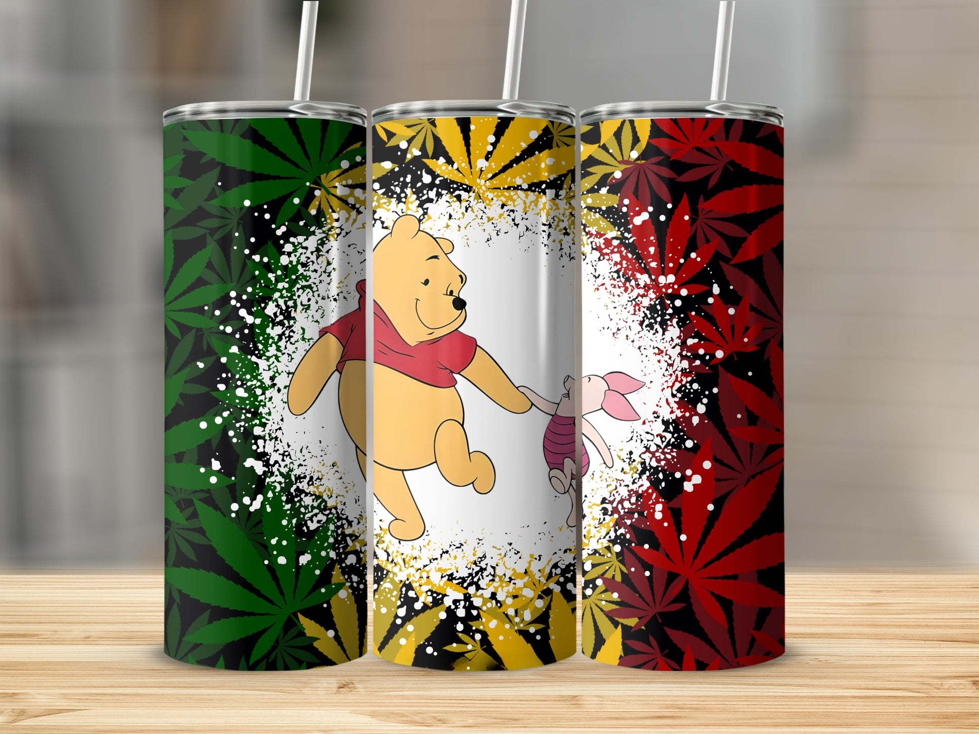 Winnie the Pooh and Piglet Colorful Leaf Tumbler