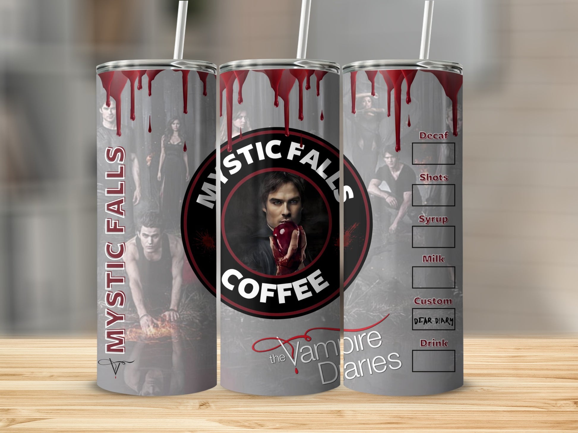 Mystic Falls Coffee Vampire Diaries themed tumbler
