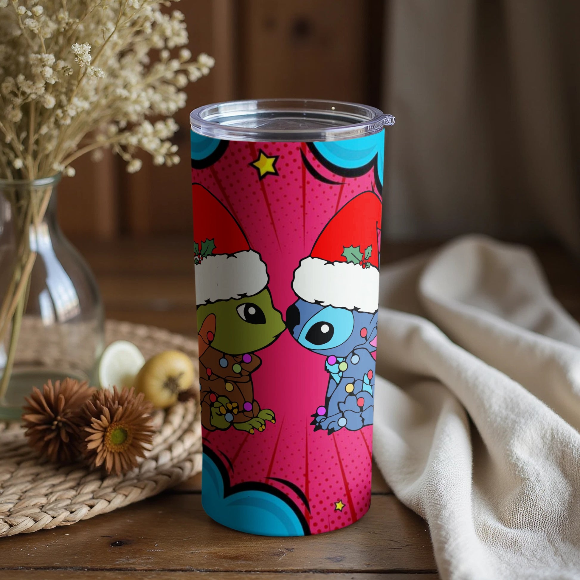 Cute Holiday Santa-Themed Tumbler with Cartoon Design