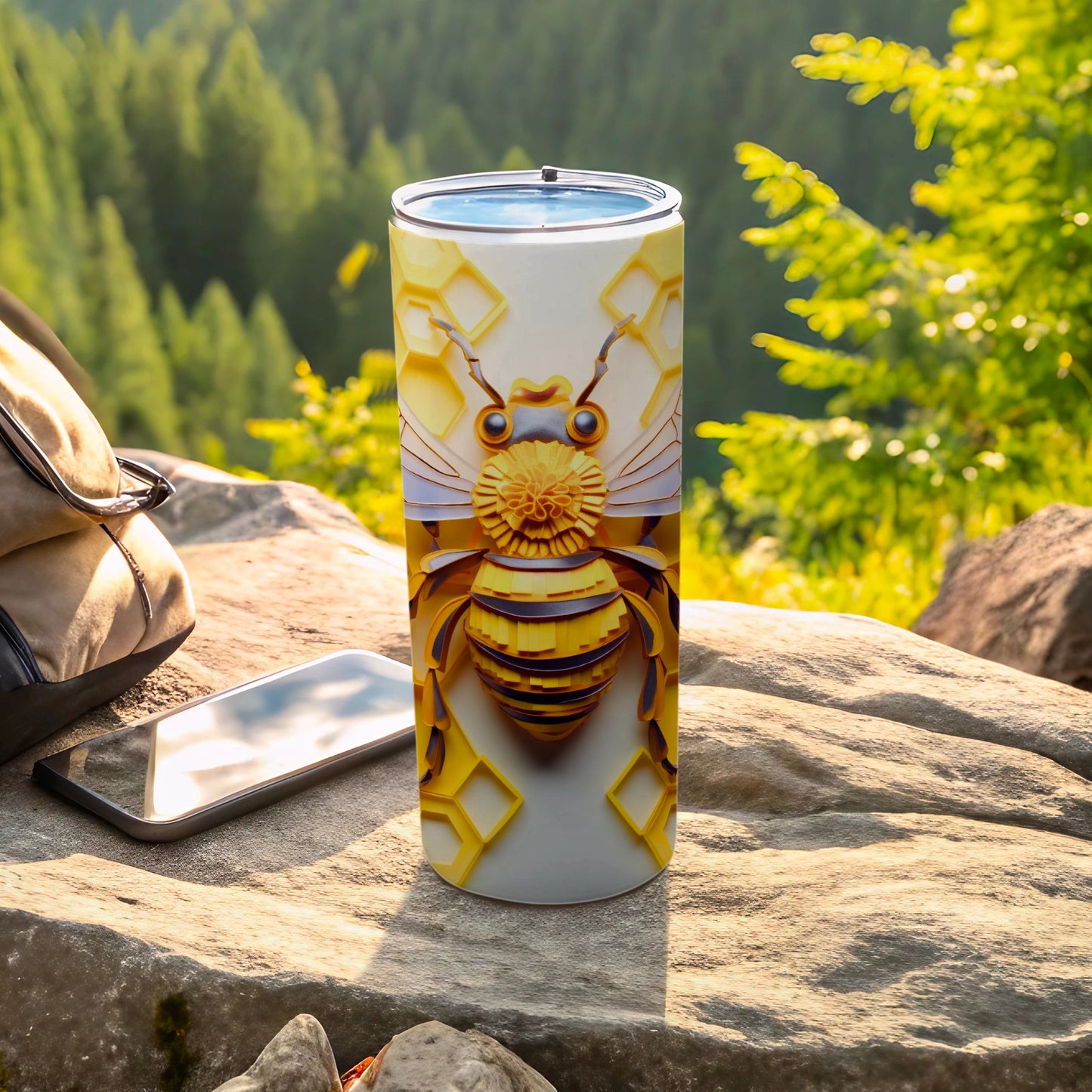 Geometric Honey Bee Honeycomb Pattern Tumbler Product Type
Tumbler, Bee, Honeycomb, Insect, Nature, Outdoor, Drinkware, Beverage, Geometric, Artistic, Wildlife, Animal, Yellow, Black, White, Gift, Travel, Adventure, Unique, Design