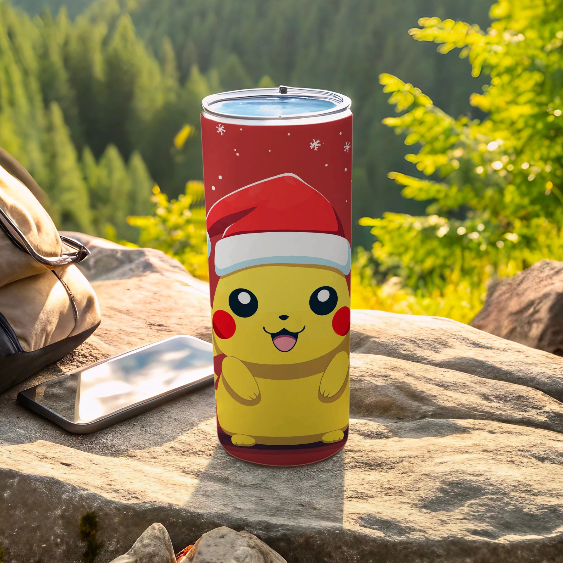 Pikachu Santa Hat Design Stainless Steel Tumbler