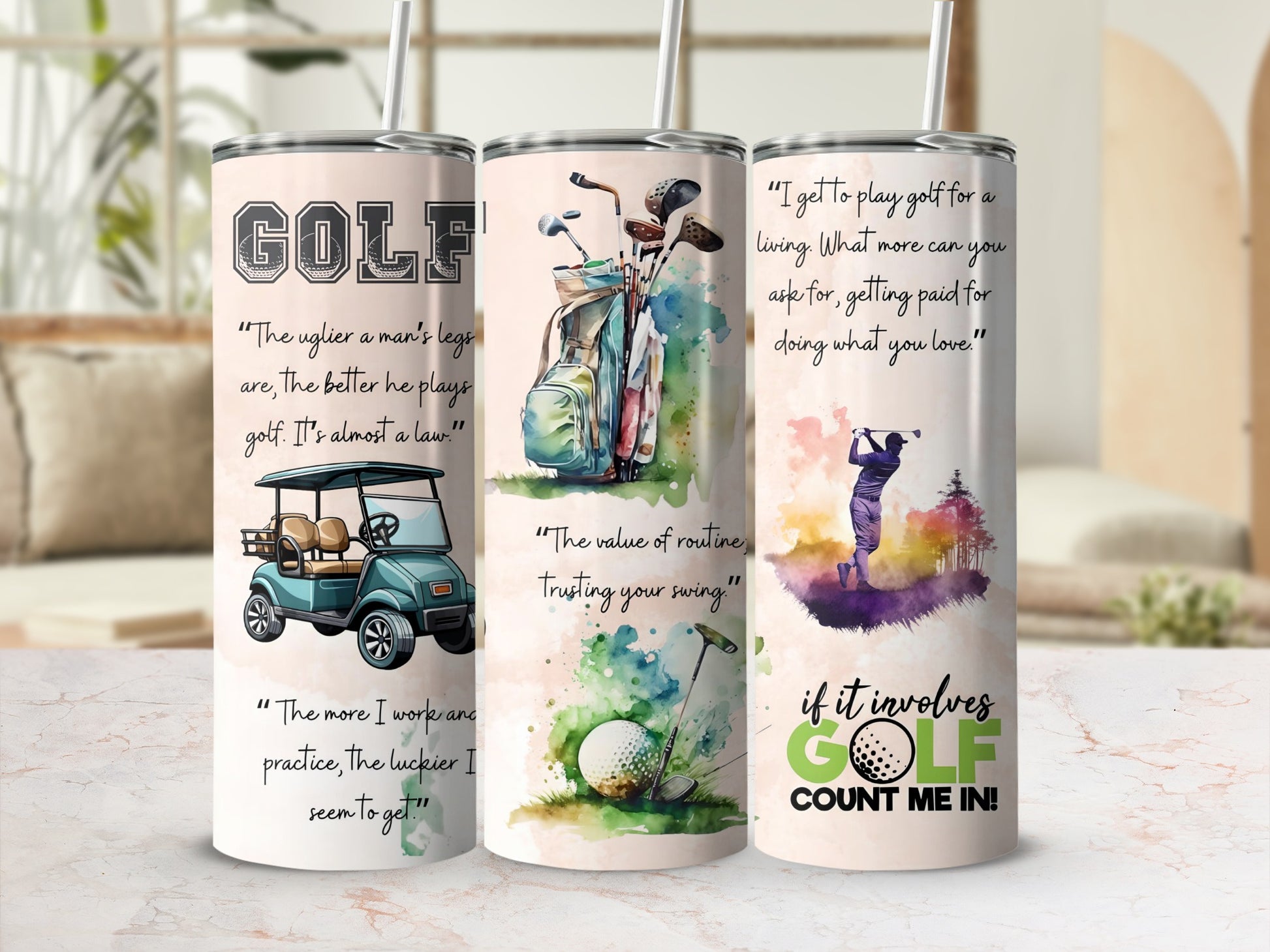 Golf Inspired Motivational Quote Tumblers