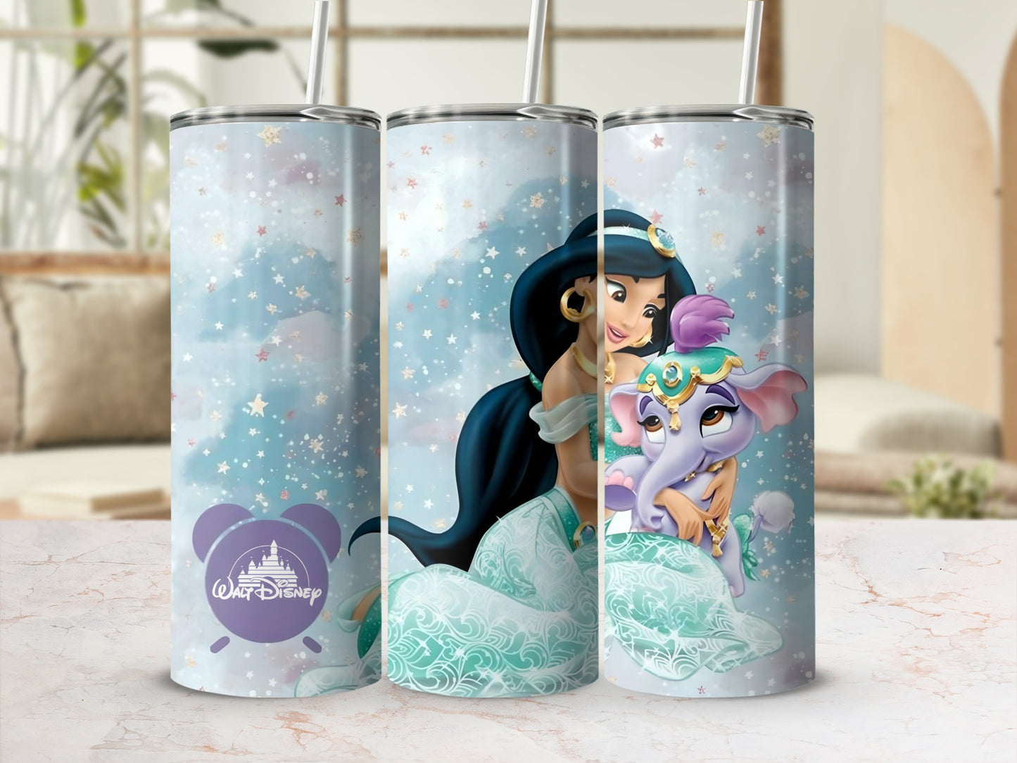 Disney Princess Jasmine and Elephant Tumbler