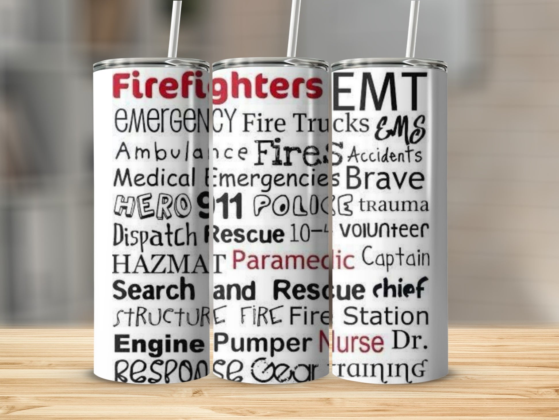 Firefighters and EMT Themed Graphic Drink Tumblers