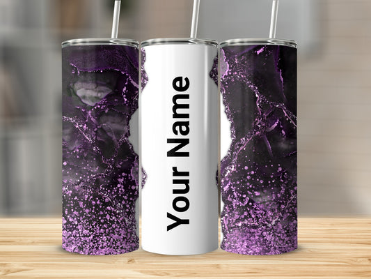 Personalized Purple Galaxy Design Tumbler with Straw