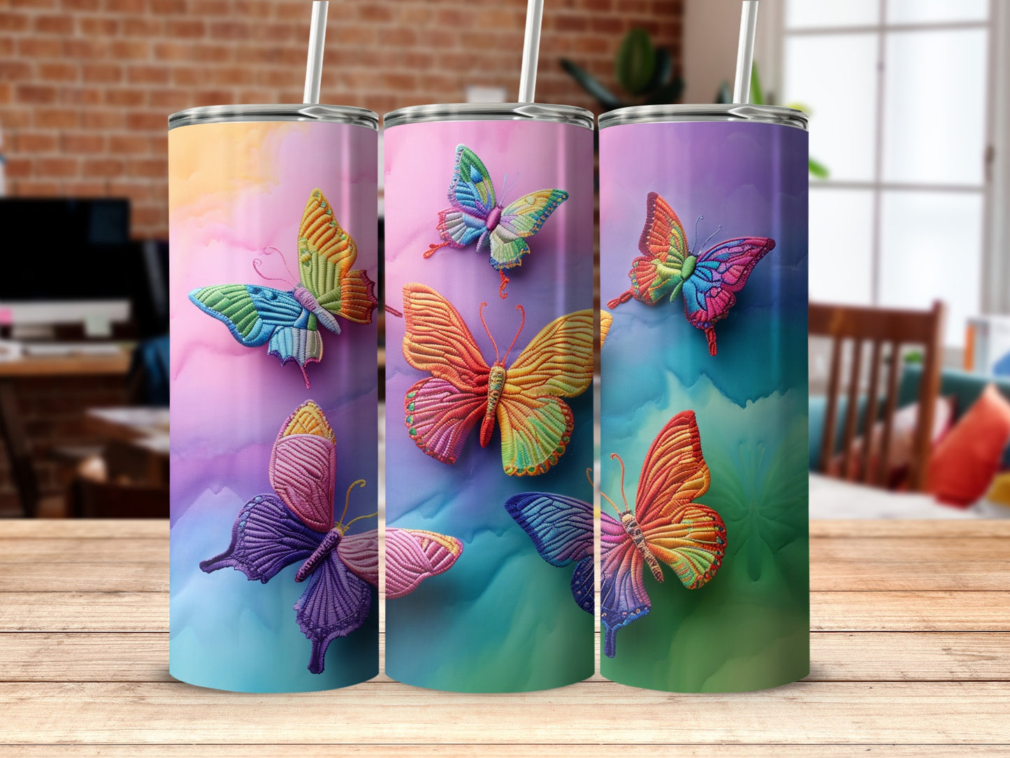 Embroidered Butterfly Design Rainbow Gradient product type