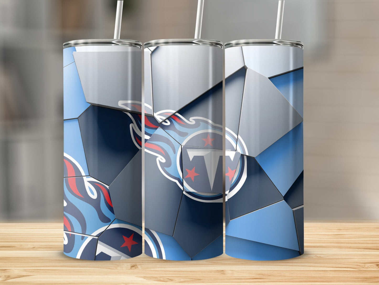 Geometric Tennessee Titans Logo Design Pattern Tumblers