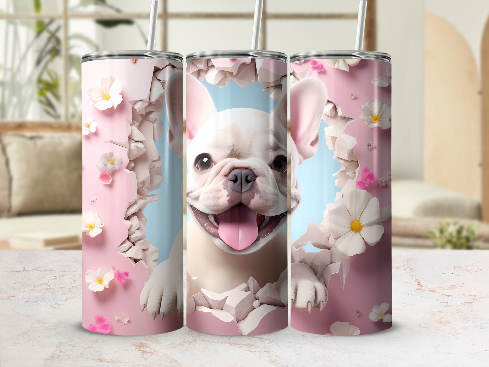 Smiling French Bulldog Puppy Flower Burst product type