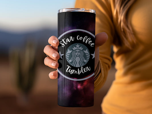 Star Coffee Tumbler with Galaxy Design Flask