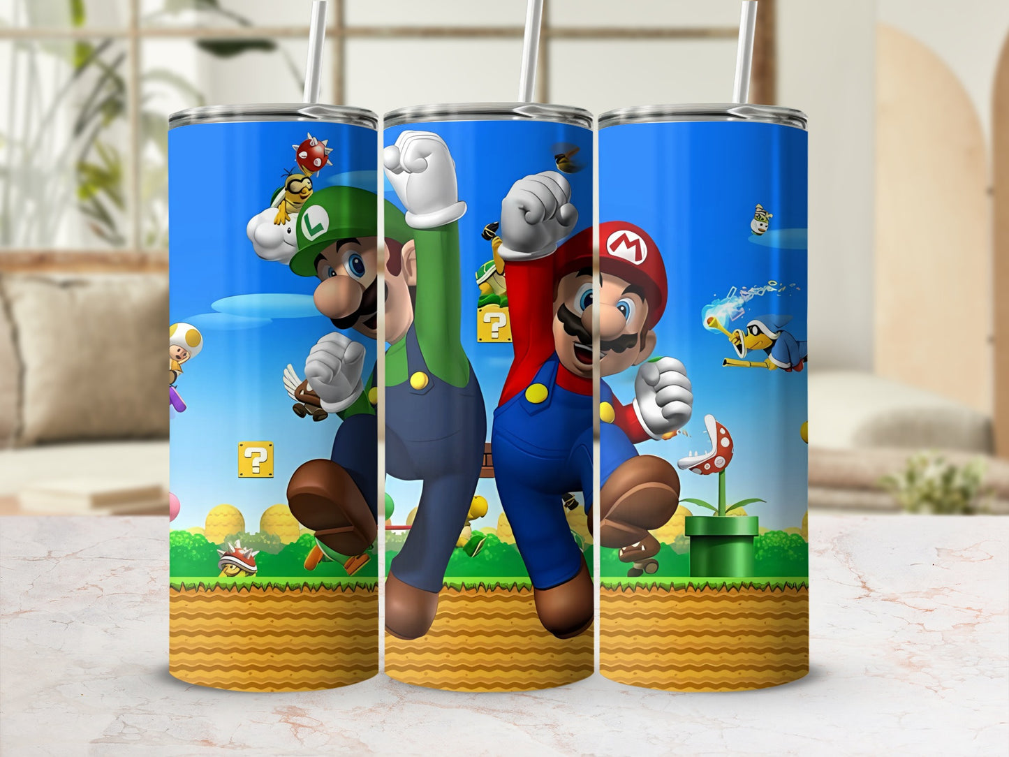 Colorful Super Mario Brothers Stainless Steel Tumbler