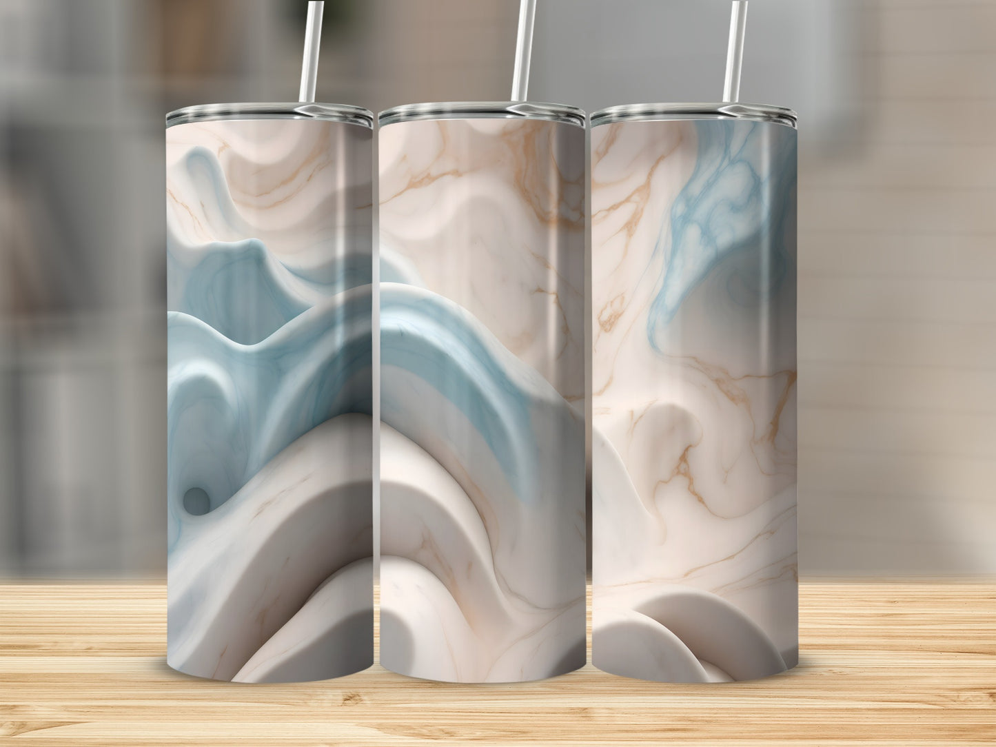 Serene Blue Tan Swirl Fluid Abstract Pattern product type