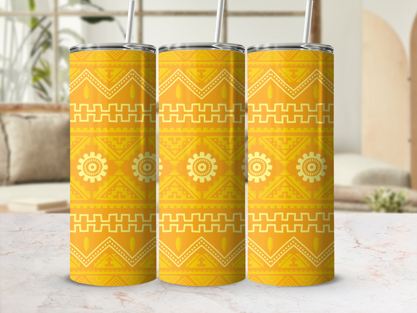 Vibrant Geometric Yellow Pattern Tumbler product