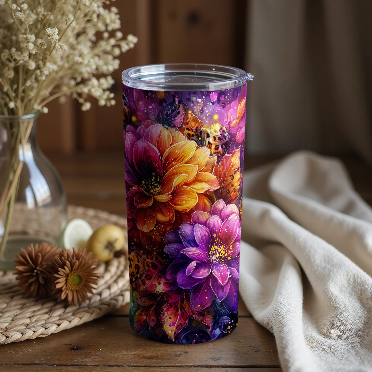 Beautiful Floral Art Design Colorful Tumbler Product