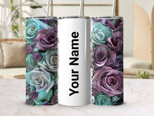 Personalized Floral Design Custom Name Tumbler