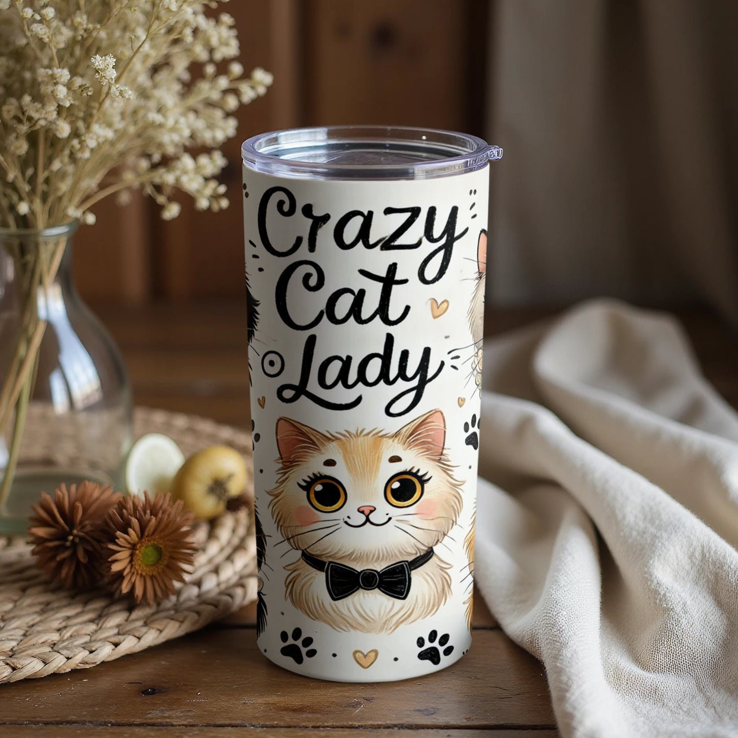 Crazy Cat Lady Insulated Travel Tumbler 20 oz Cup