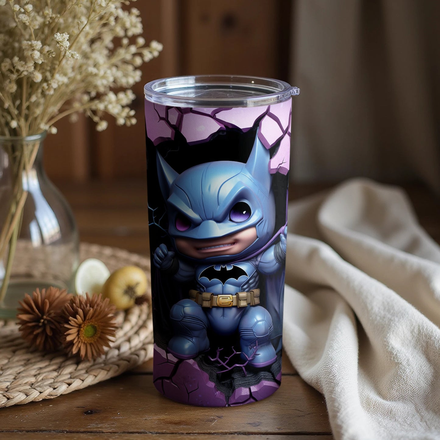 Adorable Superhero Bat Character Insulated Tumbler