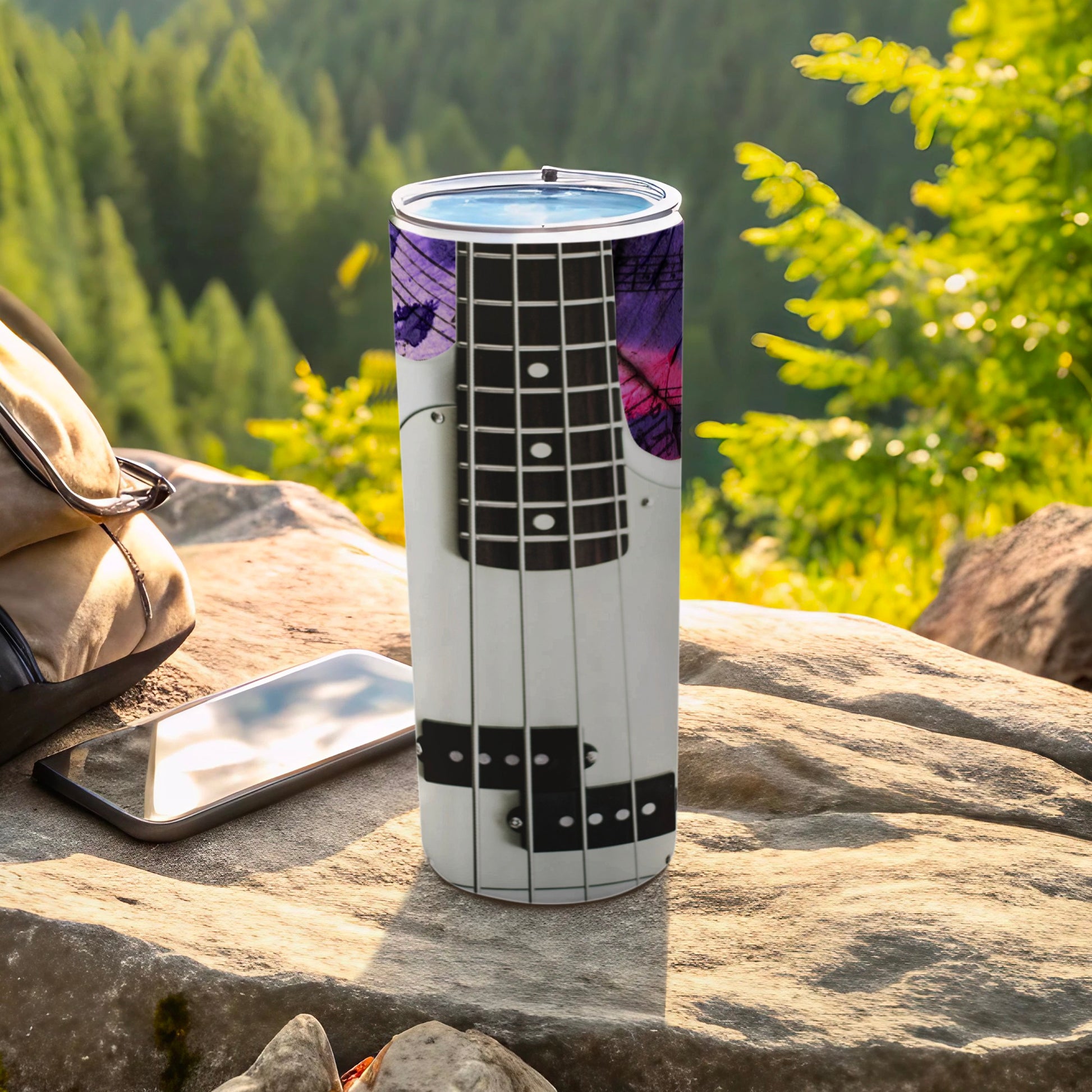 Vibrant Guitar Design Travel Tumbler for Music Lovers