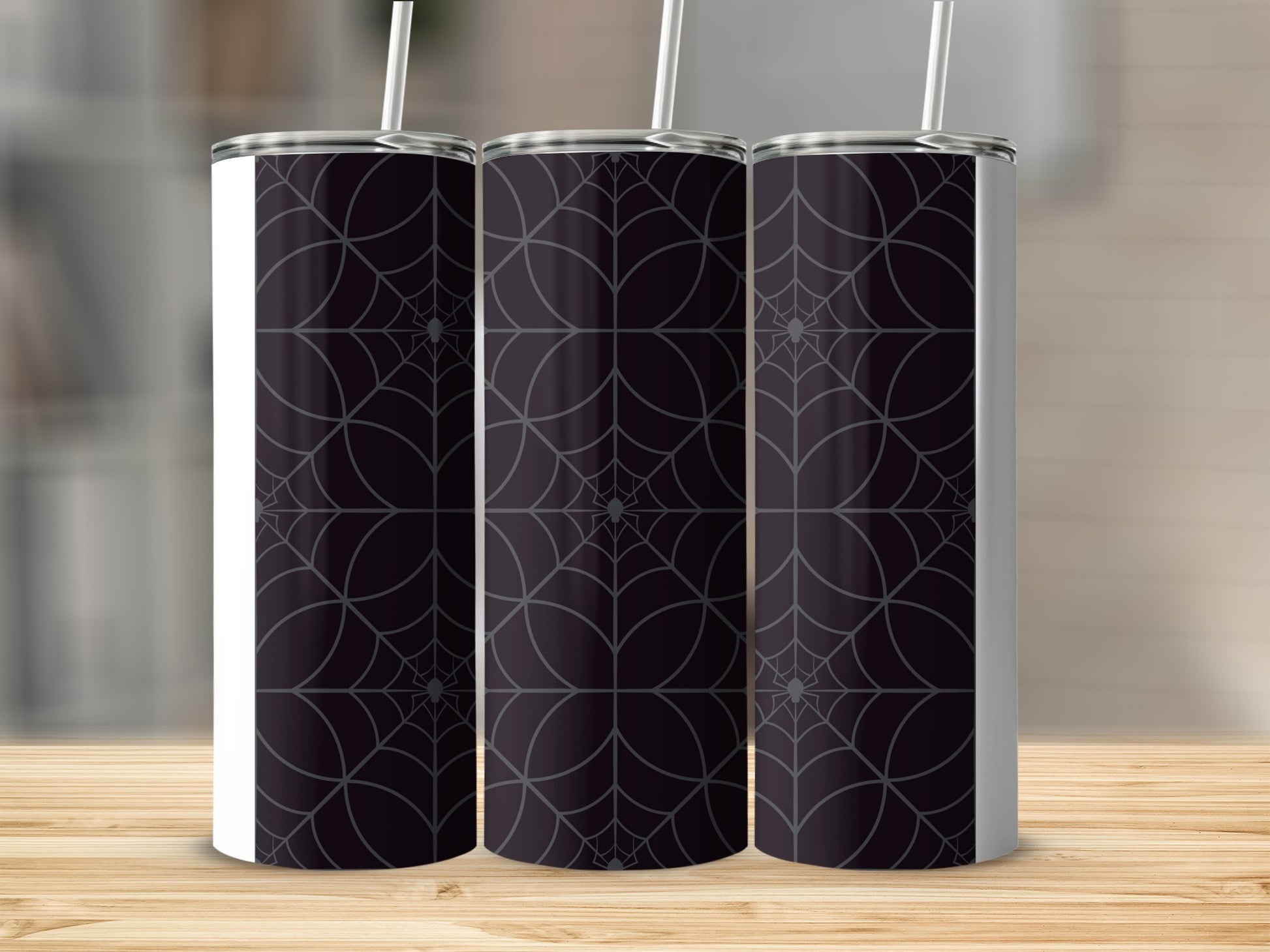 Dark Grey Spiderweb Pattern Halloween Drinkware product type