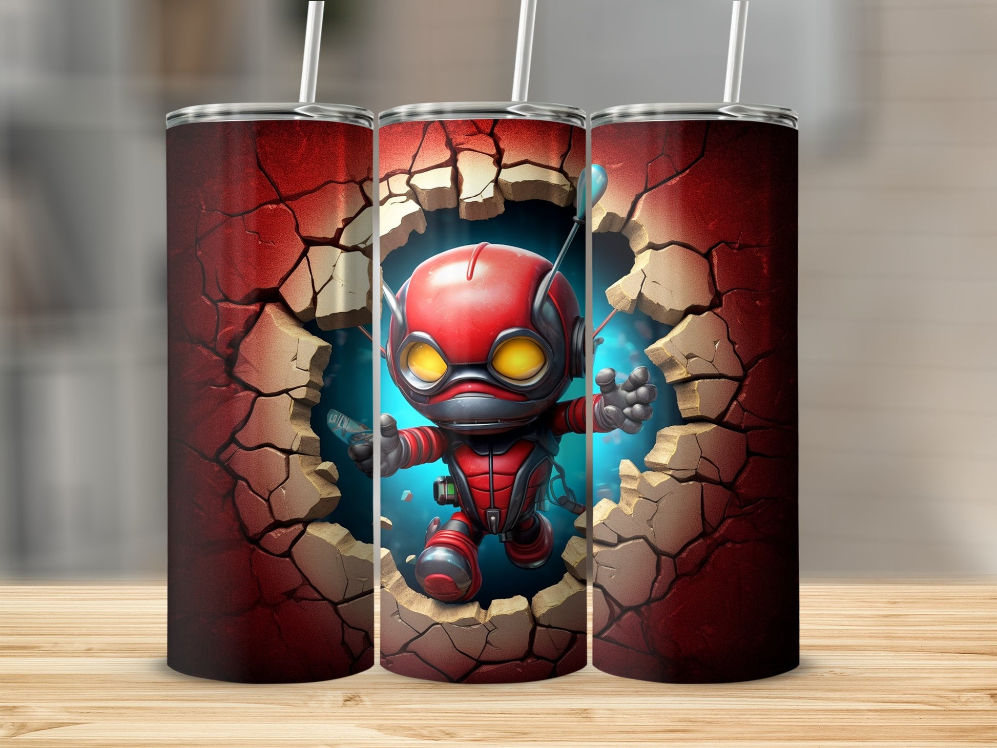 Superhero Character Breaking Through Wall Tumbler
