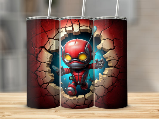 Superhero Character Breaking Through Wall Tumbler