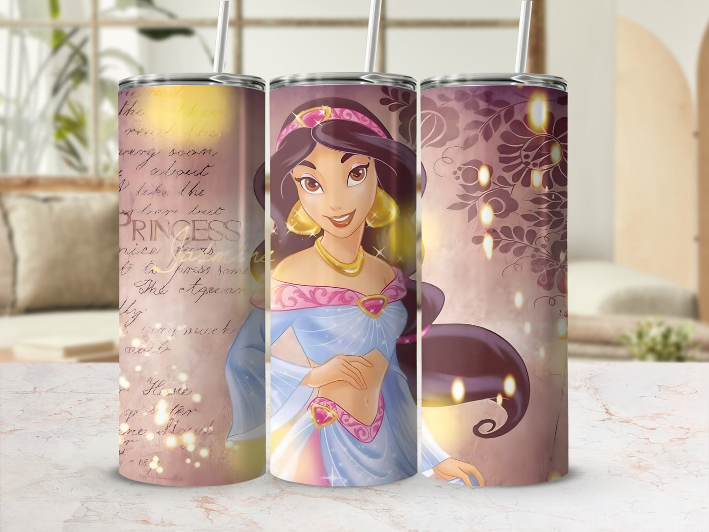 Princess Character Themed Kids Tumbler with Straw