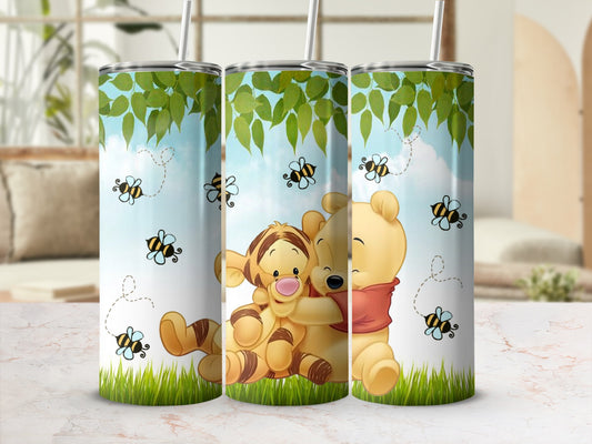 Cute Cartoon Bear and Tiger Design Tumbler Cup