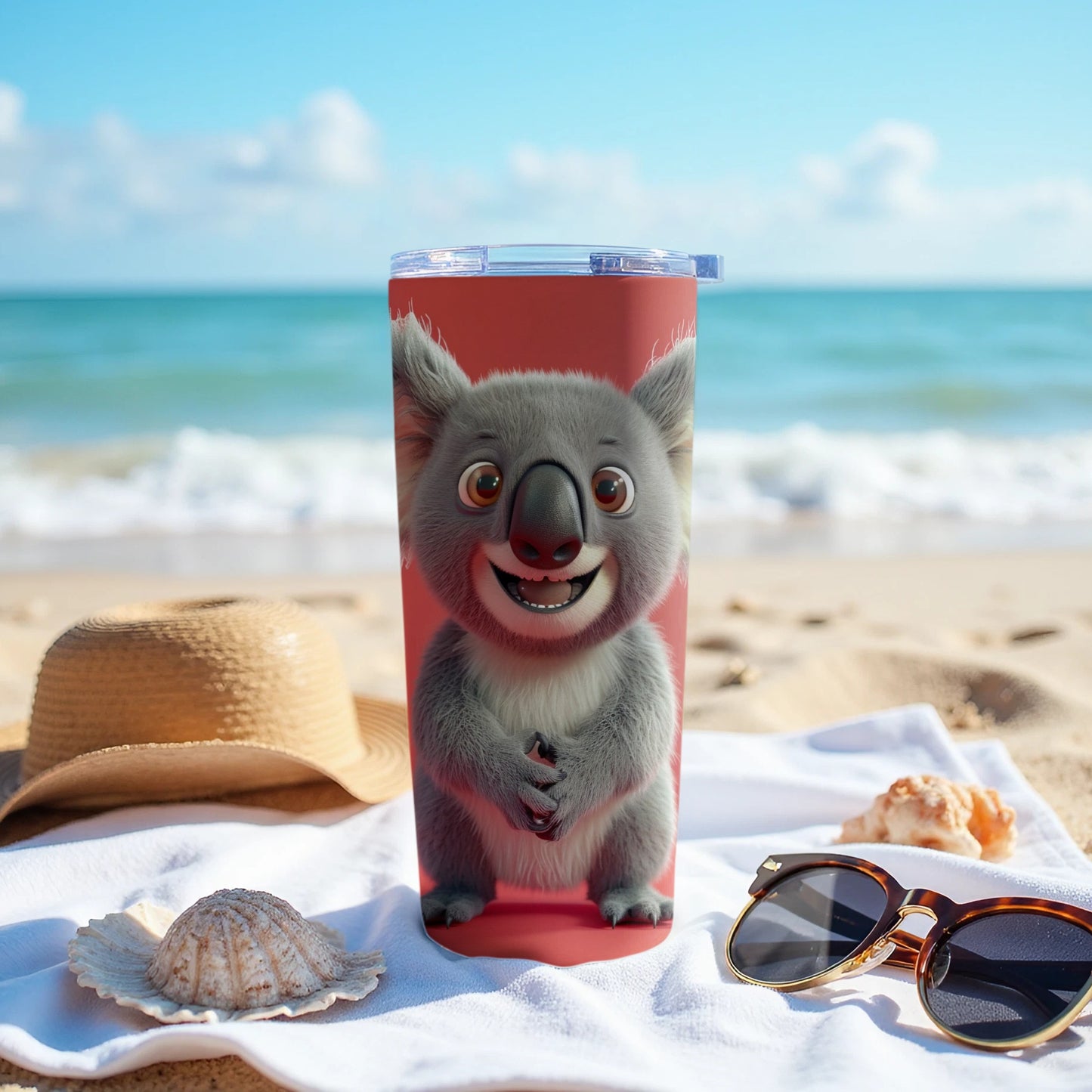 Cute Smiling Koala Tumbler Beach Scene product type
Koala
Tumbler
Beach
Summer
Drinkware
Cute
Smiling Koala
Animal Design
Travel Mug
Vacation
Ocean
Sunny
Happy Koala
Cartoon Koala
Coffee Tumbler
Water Tumbler
Red Tumbler
Gift Idea
Outdoor Drinkware
Wildlife Design