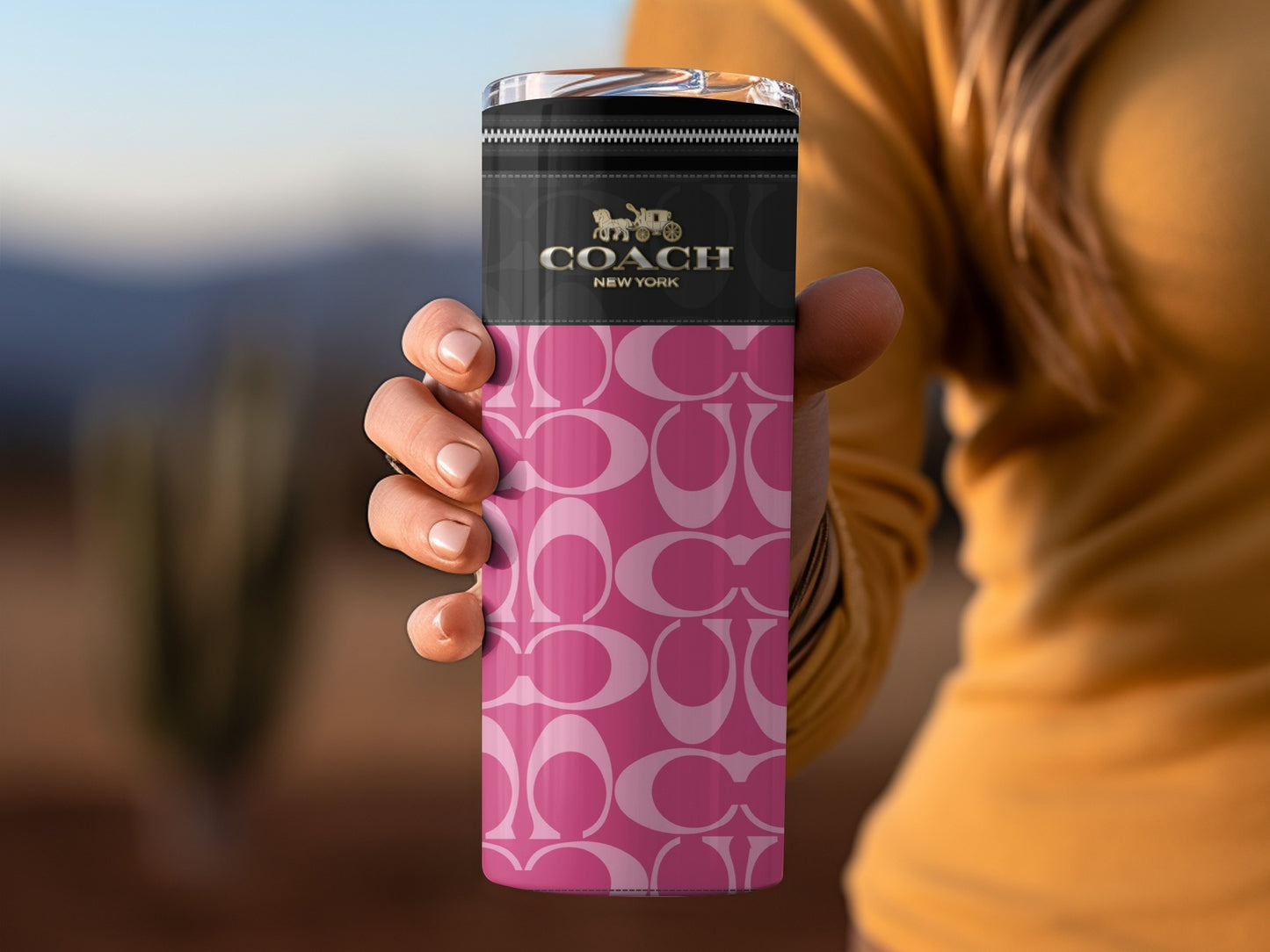 Stylish Coach New York Pink Pattern Tumbler