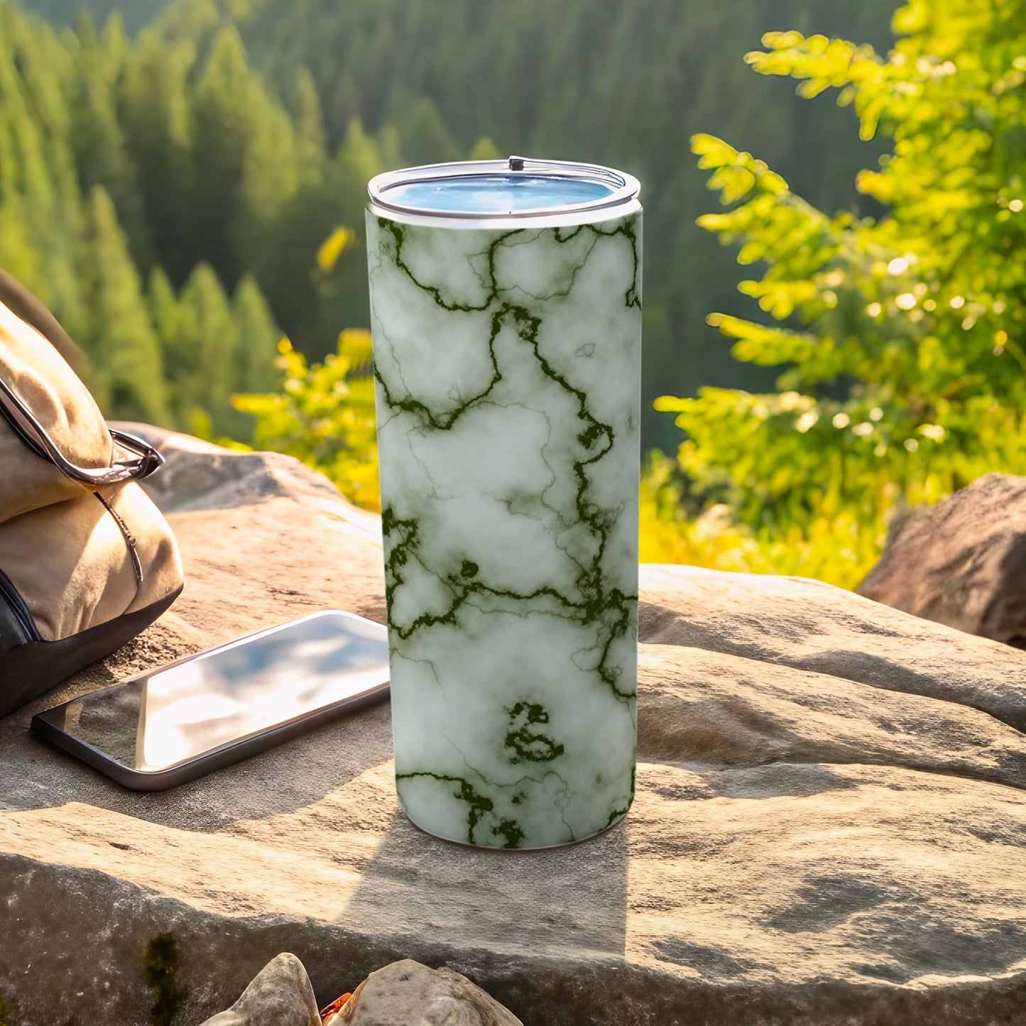 Scenic Outdoor White Green Marble Pattern Tumbler product type