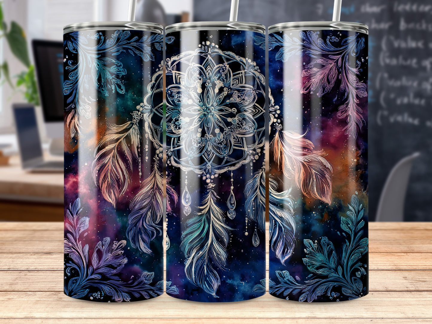 Bohemian Dreamcatcher Feathers Tumbler Design