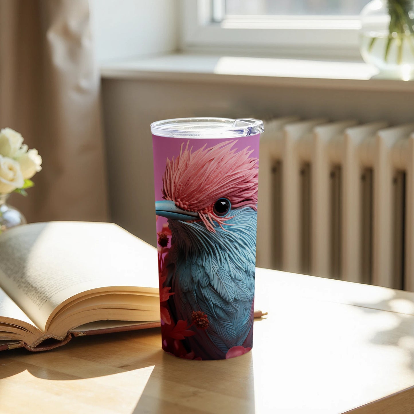 Vibrant Feathered Bird Illustration Tumbler Cup product type
Tumbler, Travel Mug, Bird Design, Feathered Bird, Artistic Bird, Colorful Bird, Bird Illustration, Pink Crest, Blue Feathers, Avian Art, Drinkware, Insulated Cup, Unique Design, Vibrant Print, Nature Inspired, Wildlife Art, Beverage Container, Gift Idea, Office Tumbler, Home Drinkware