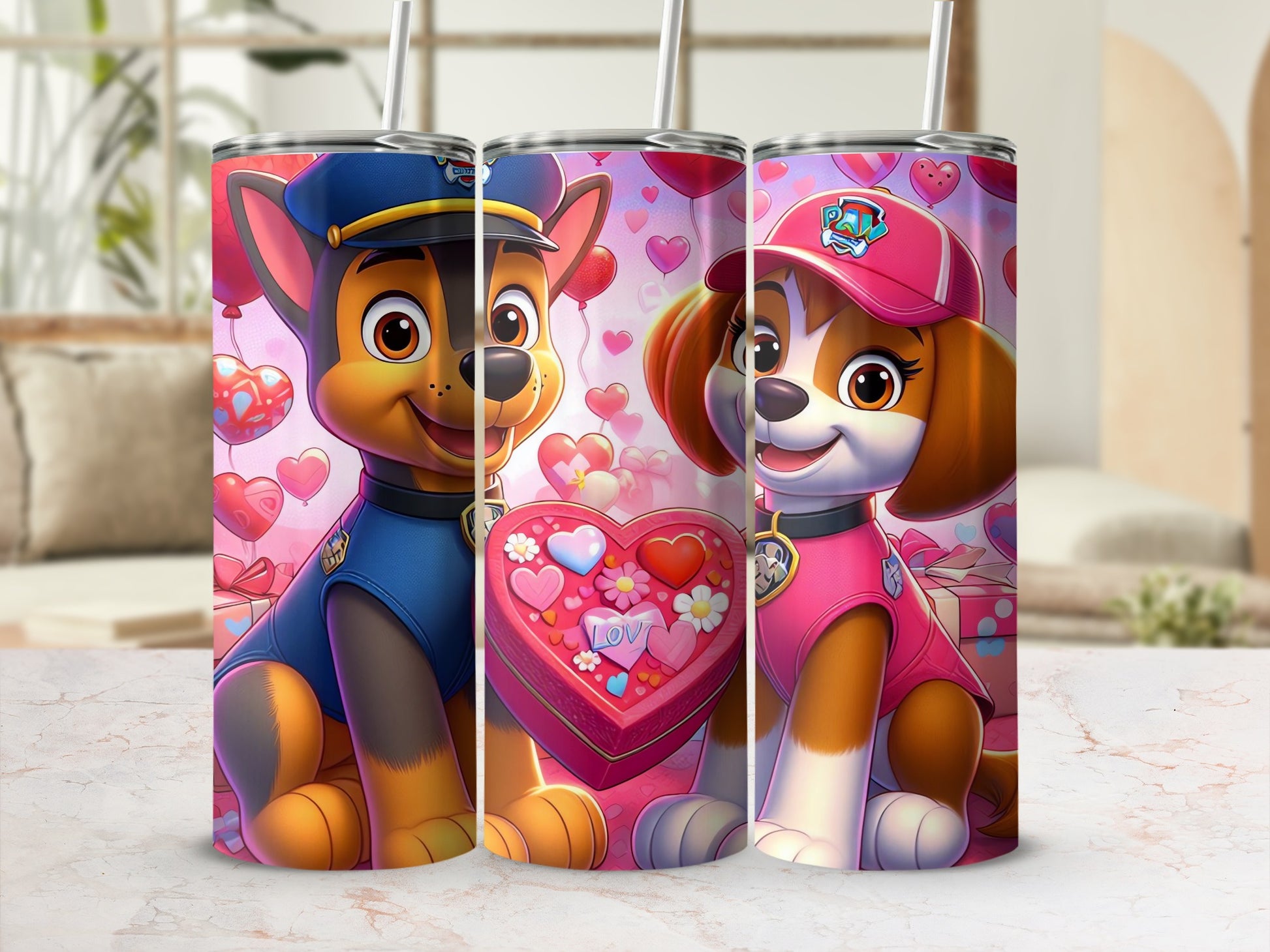 Adorable Paw Patrol Valentine's Day Themed Tumbler