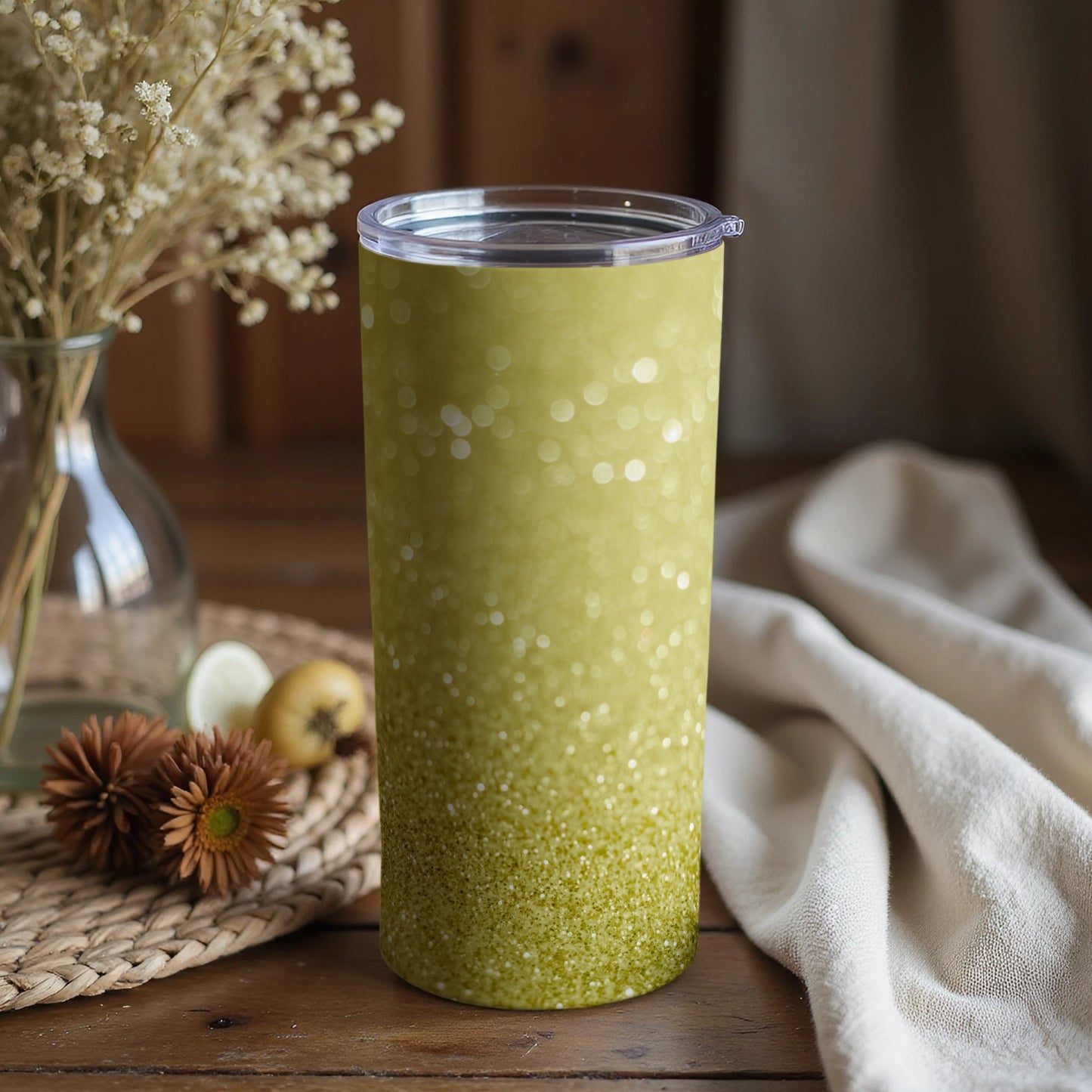 Sparkling Golden Glitter Tumbler for Your Beverages