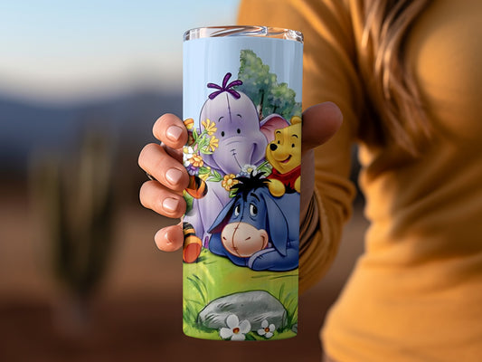 Winnie The Pooh Friends Cartoon Characters Group Scene Tumblers