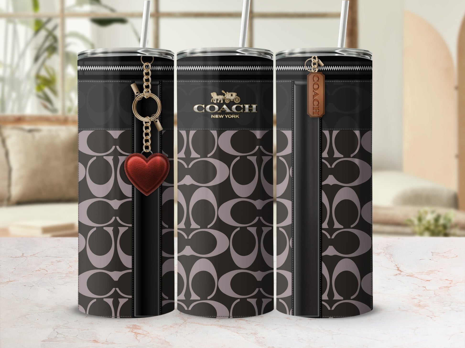 Stylish Black and Grey Pattern Insulated Tumbler