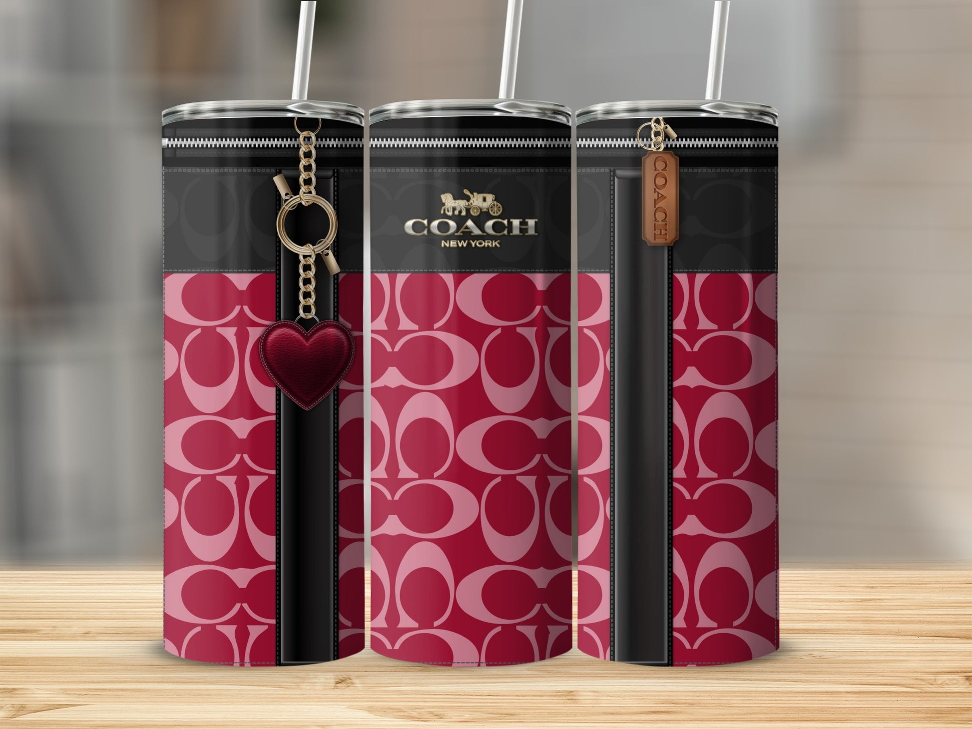 Stylish Pink Pattern with Heart Charm Tumbler