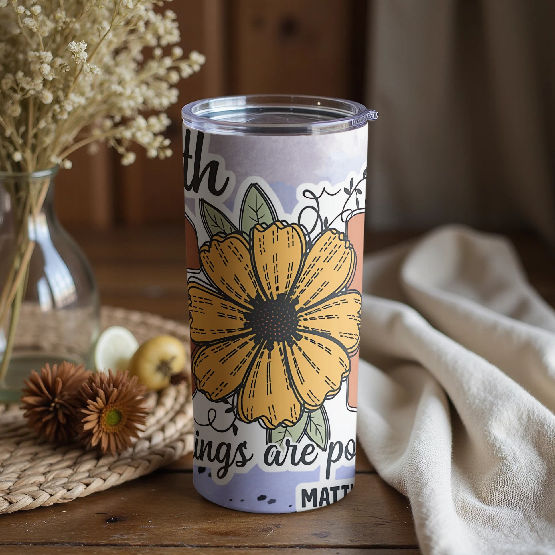 Inspiring Floral Art Tumbler for Positive Living