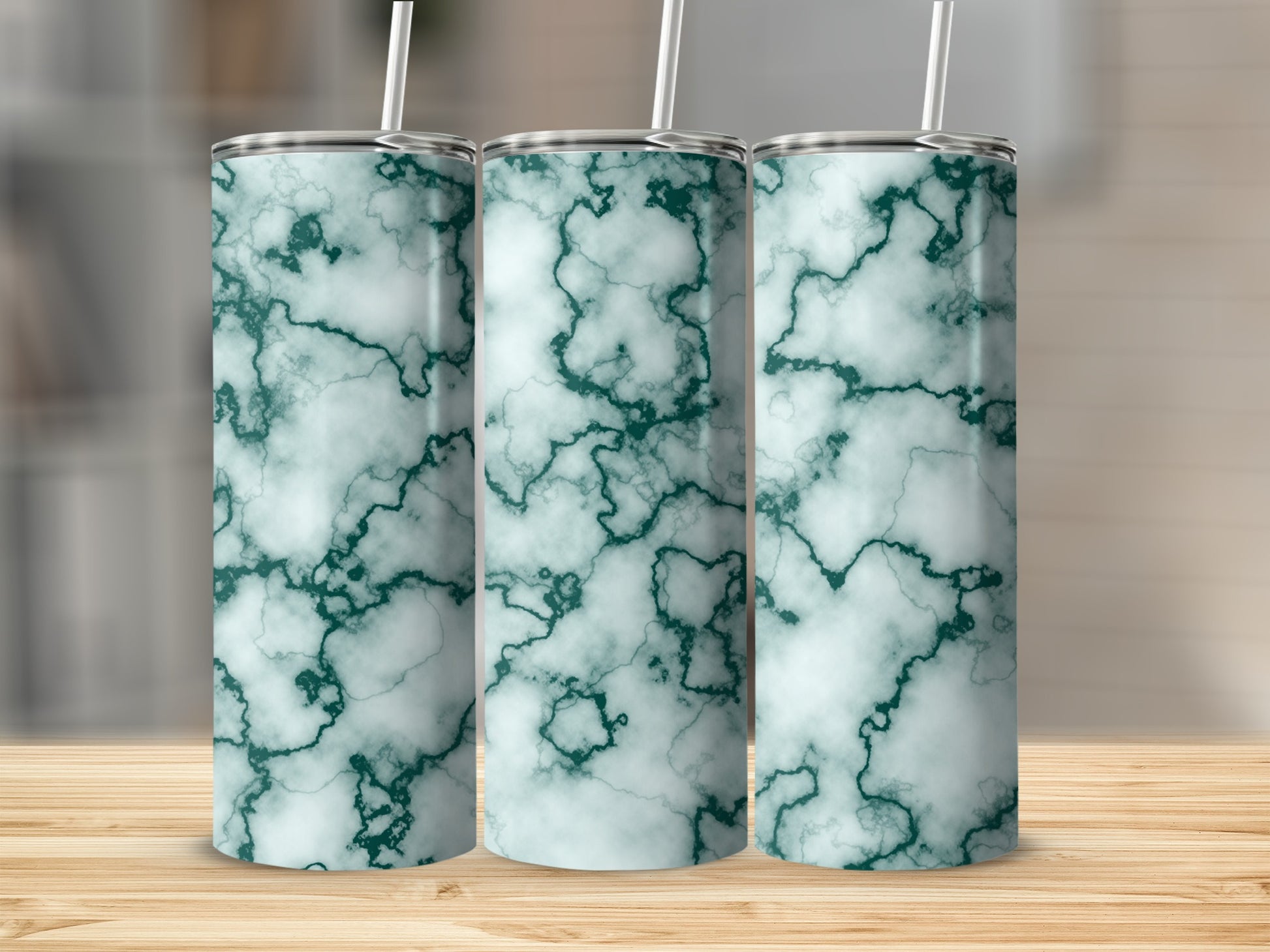 Teal White Marble Pattern Drinkware product type