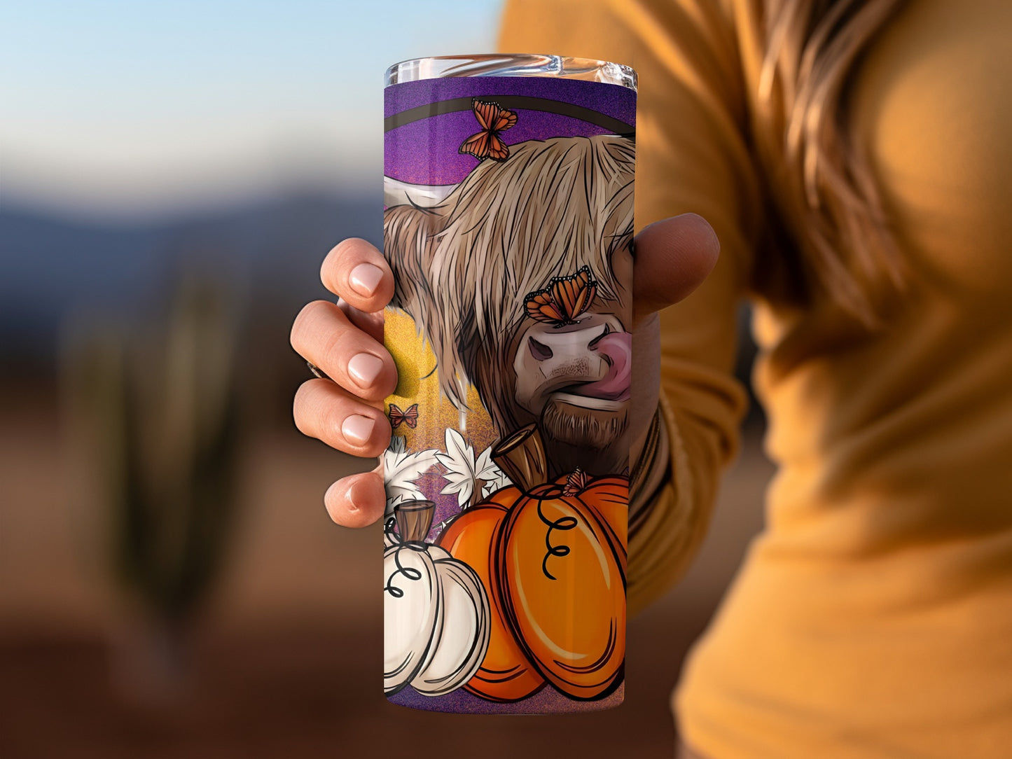 Autumn Cow and Pumpkins Themed Tumbler Product
