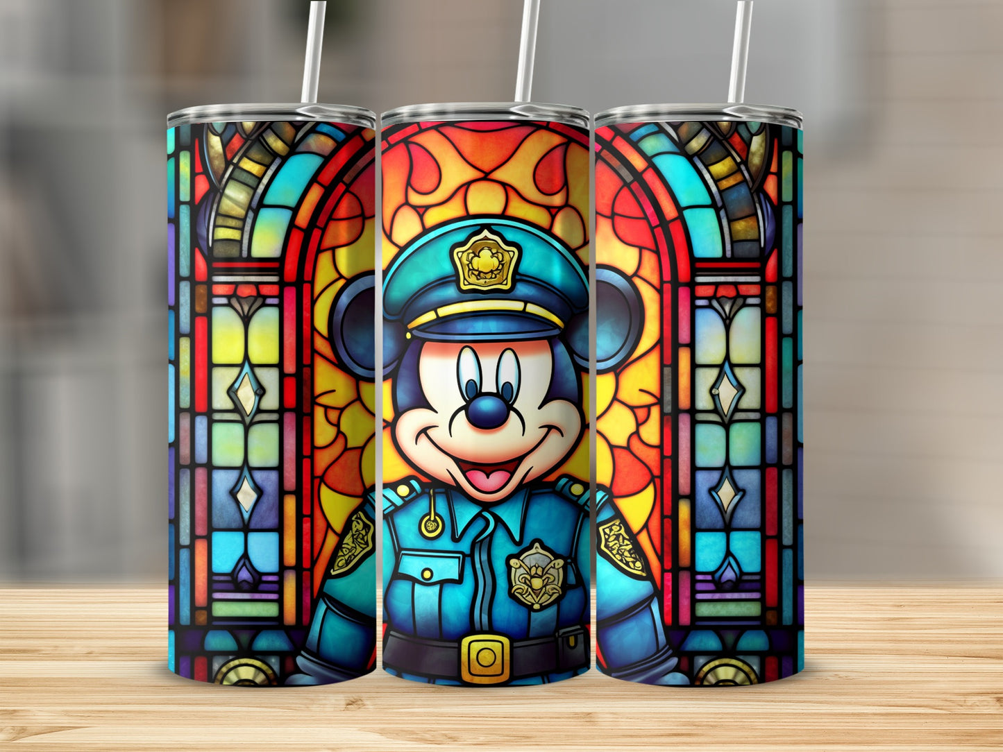 Colorful Cartoon Character Officer Design Tumbler